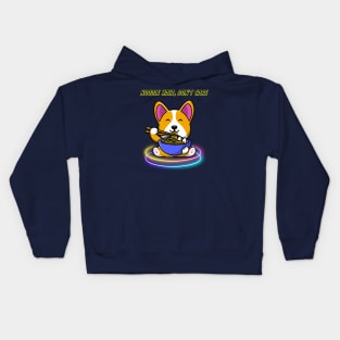 Dog eating Ramen Kids Hoodie